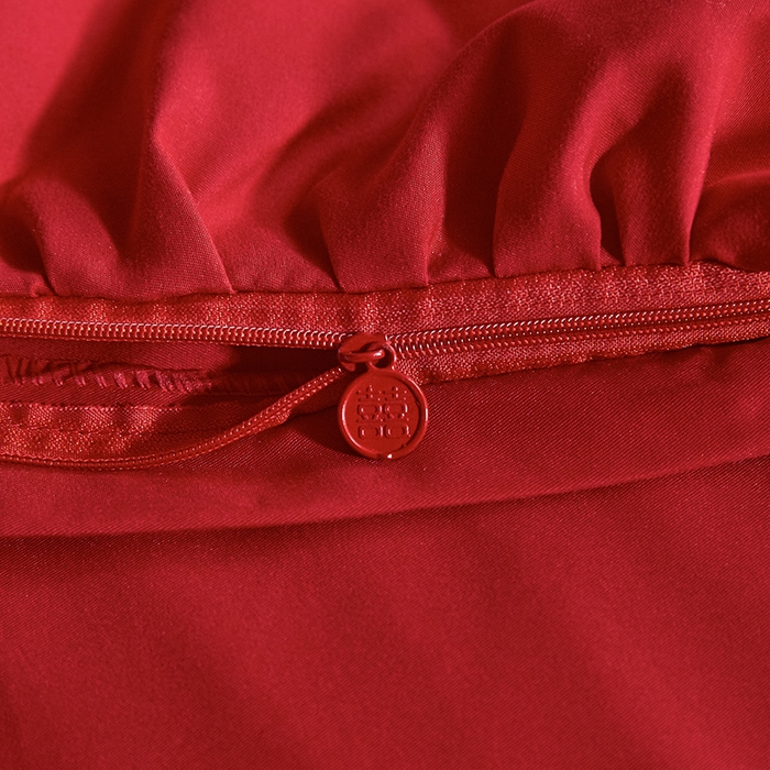 91家纺网 家纺一手货源 找家纺 玉雅家纺 2025新款水洗冰丝刺绣床裙款婚庆四件套 床裙款-爱意浓