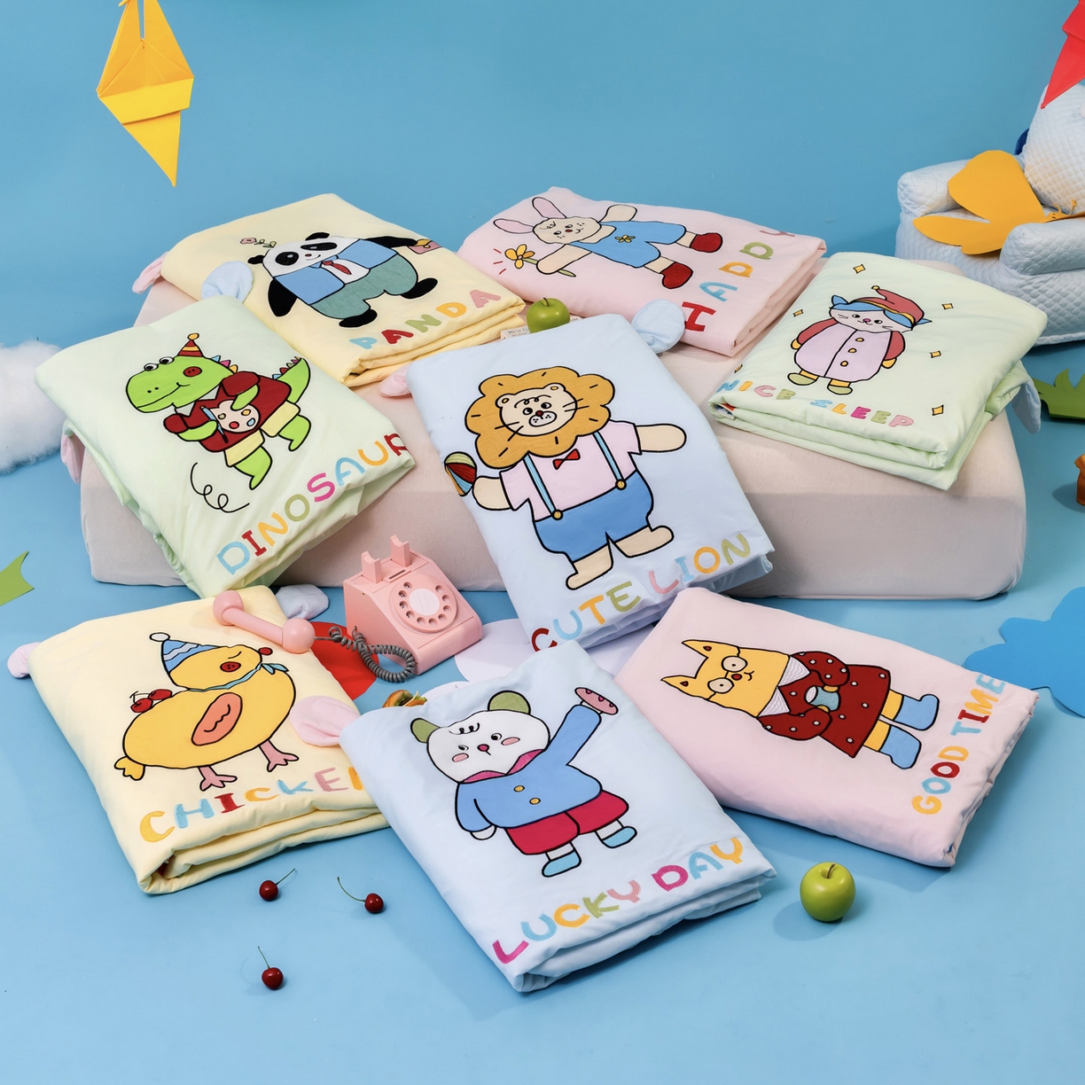 91家纺网 家纺一手货源 找家纺 （总）喜多兔儿童家纺 2025新款小梦幻纯棉针织棉紧密纺绣花幼儿园被子三件套