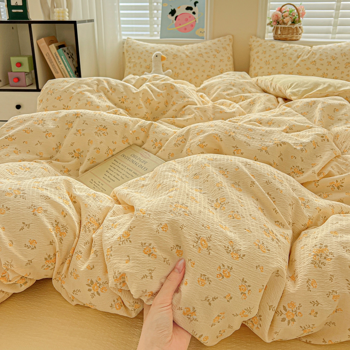 91家纺网 家纺一手货源 找家纺 （总）典曼家纺 2025新款云感皱皱双层纱四件套-简单款