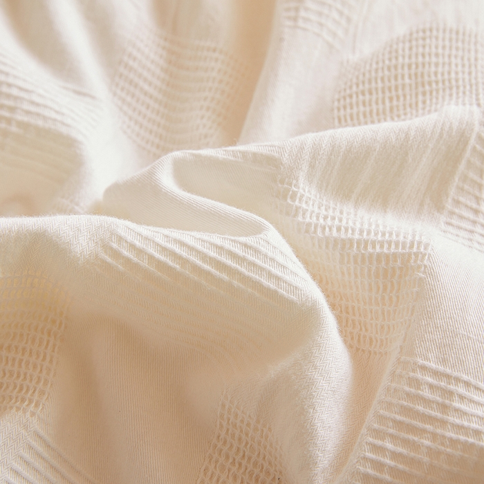 91家纺网 家纺一手货源 找家纺 阳光被业 2025新款100%纯棉提花子母被冬被全棉大豆被春秋被学生夏被四季棉被 米白