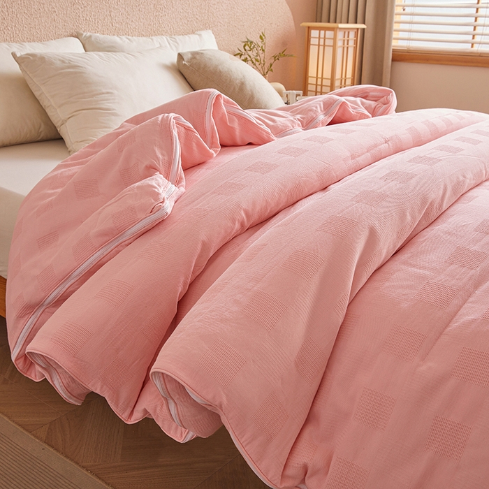 91家纺网 家纺一手货源 找家纺 阳光被业 2025新款100%纯棉提花子母被冬被全棉大豆被春秋被学生夏被四季棉被 玉色