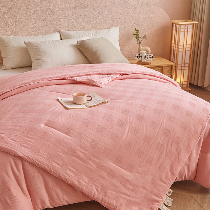 91家纺网 家纺一手货源 找家纺 阳光被业 2025新款100%纯棉提花子母被冬被全棉大豆被春秋被学生夏被四季棉被 玉色