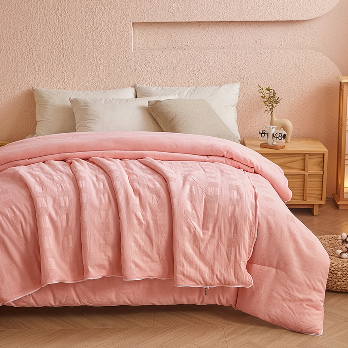 91家纺网 家纺一手货源 找家纺 阳光被业 2025新款100%纯棉提花子母被冬被全棉大豆被春秋被学生夏被四季棉被 玉色