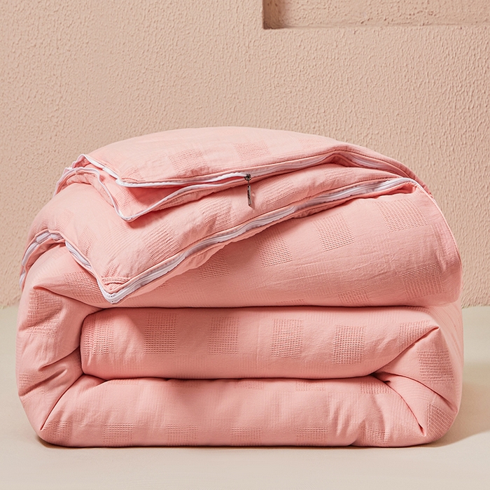 91家纺网 家纺一手货源 找家纺 阳光被业 2025新款100%纯棉提花子母被冬被全棉大豆被春秋被学生夏被四季棉被 玉色