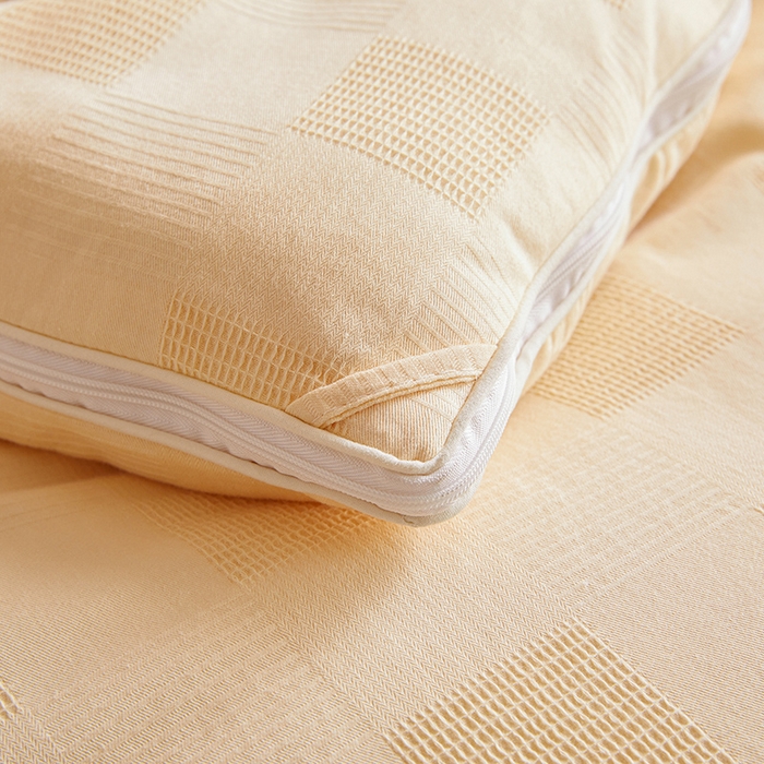 91家纺网 家纺一手货源 找家纺 阳光被业 2025新款100%纯棉提花子母被冬被全棉大豆被春秋被学生夏被四季棉被 黄色