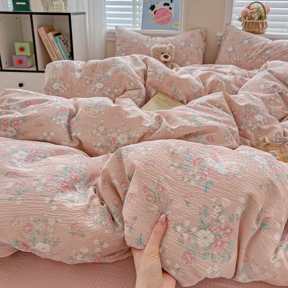 91家纺网 家纺一手货源 找家纺 （总）典曼家纺 2025新款云感皱皱双层纱四件套-简单款