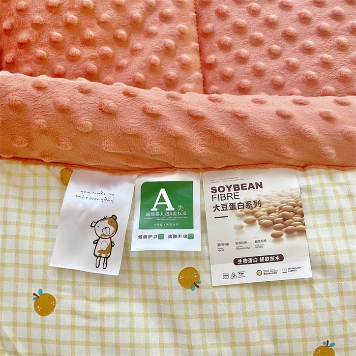 91家纺网 家纺一手货源 找家纺 芙绣2025新款A类全棉印花豆豆绒被空调被豆豆毯学生单品居家办公室 元气橙子