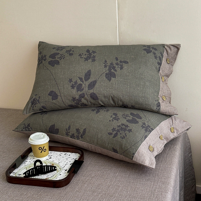 91家纺网 家纺一手货源 找家纺 漫仙阁家纺 2025秋冬新品加厚高克重复古风双层纱印花四件套 一叶