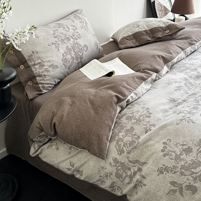 91家纺网 家纺一手货源 找家纺 漫仙阁家纺 2025秋冬新品加厚高克重复古风双层纱印花四件套 城堡花园