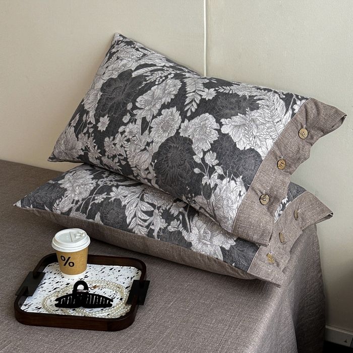 91家纺网 家纺一手货源 找家纺 漫仙阁家纺 2025秋冬新品加厚高克重复古风双层纱印花四件套 浮绘花影