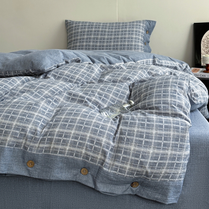 91家纺网 家纺一手货源 找家纺 漫仙阁家纺 2025秋冬新品加厚高克重复古风双层纱印花四件套 格颂