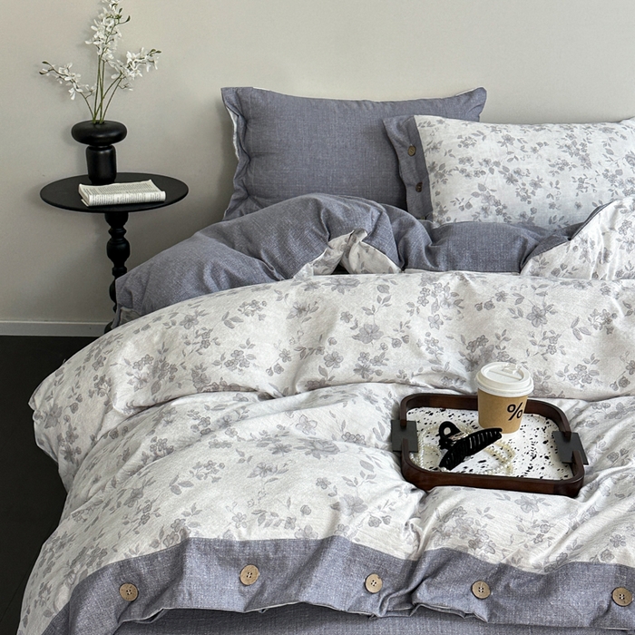 91家纺网 家纺一手货源 找家纺 漫仙阁家纺 2025秋冬新品加厚高克重复古风双层纱印花四件套 花之舞