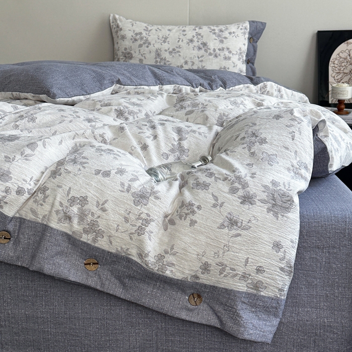 91家纺网 家纺一手货源 找家纺 漫仙阁家纺 2025秋冬新品加厚高克重复古风双层纱印花四件套 花之舞