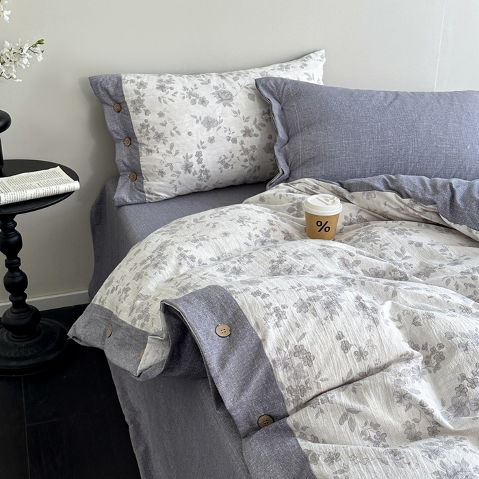 91家纺网 家纺一手货源 找家纺 漫仙阁家纺 2025秋冬新品加厚高克重复古风双层纱印花四件套 花之舞