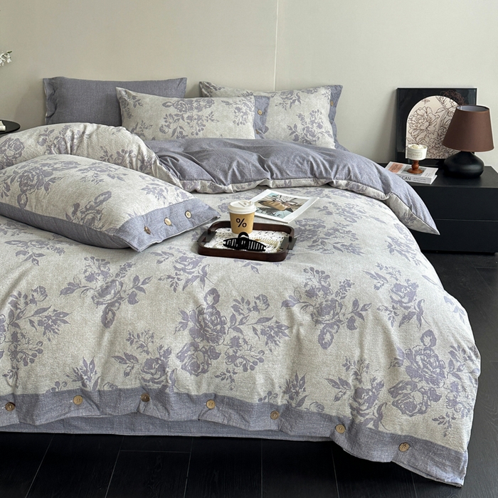 91家纺网 家纺一手货源 找家纺 漫仙阁家纺 2025秋冬新品加厚高克重复古风双层纱印花四件套 露娜