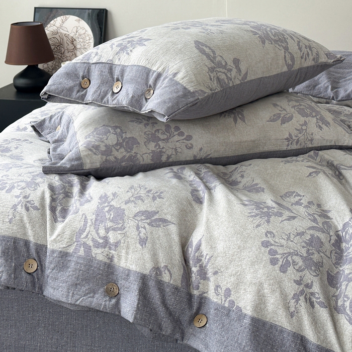 91家纺网 家纺一手货源 找家纺 漫仙阁家纺 2025秋冬新品加厚高克重复古风双层纱印花四件套 露娜