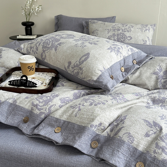 91家纺网 家纺一手货源 找家纺 漫仙阁家纺 2025秋冬新品加厚高克重复古风双层纱印花四件套 露娜