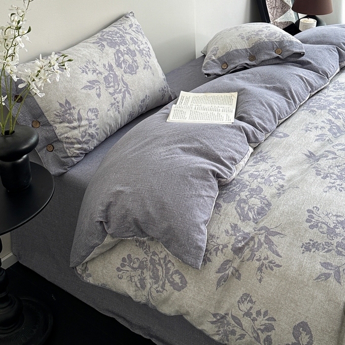 91家纺网 家纺一手货源 找家纺 漫仙阁家纺 2025秋冬新品加厚高克重复古风双层纱印花四件套 露娜