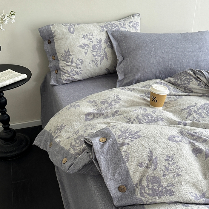 91家纺网 家纺一手货源 找家纺 漫仙阁家纺 2025秋冬新品加厚高克重复古风双层纱印花四件套 露娜