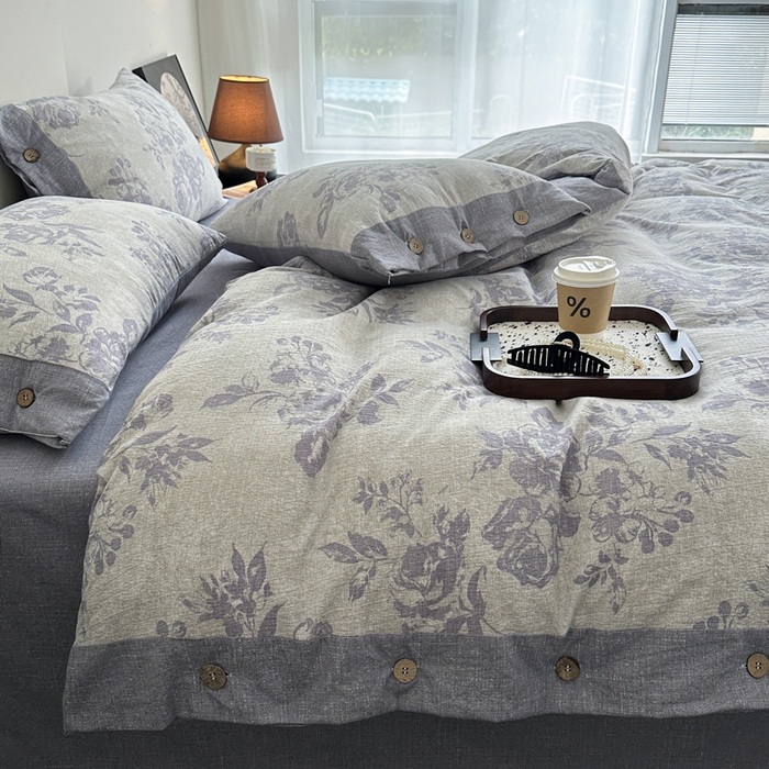 91家纺网 家纺一手货源 找家纺 漫仙阁家纺 2025秋冬新品加厚高克重复古风双层纱印花四件套 露娜