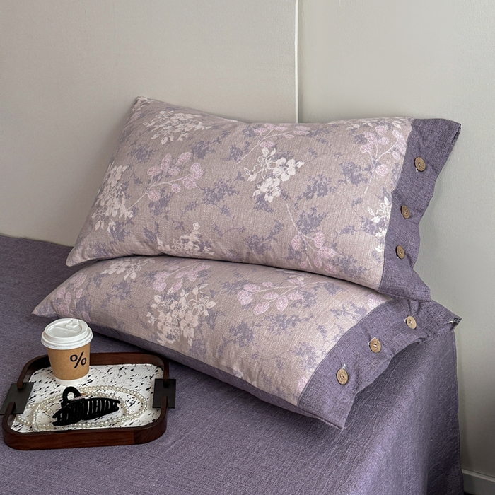 91家纺网 家纺一手货源 找家纺 漫仙阁家纺 2025秋冬新品加厚高克重复古风双层纱印花四件套 曼妙花园-紫