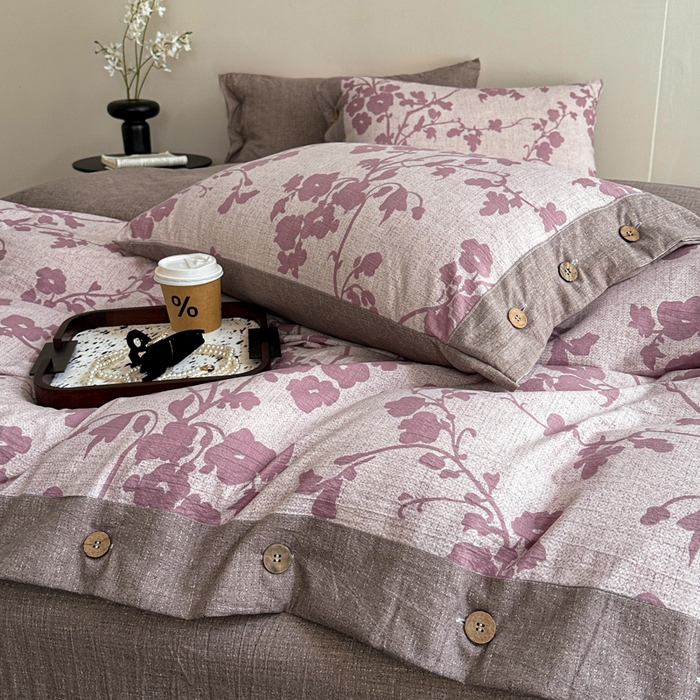 91家纺网 家纺一手货源 找家纺 漫仙阁家纺 2025秋冬新品加厚高克重复古风双层纱印花四件套 梅花颂