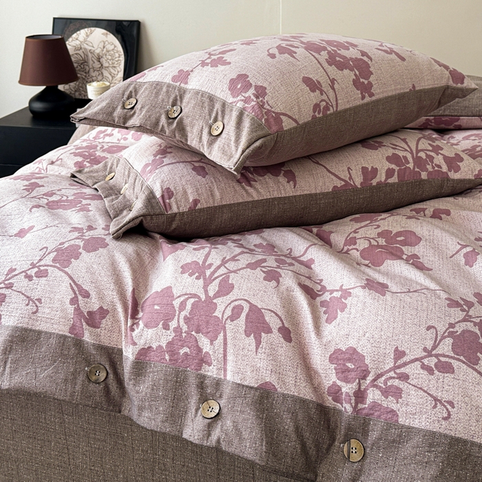 91家纺网 家纺一手货源 找家纺 漫仙阁家纺 2025秋冬新品加厚高克重复古风双层纱印花四件套 梅花颂