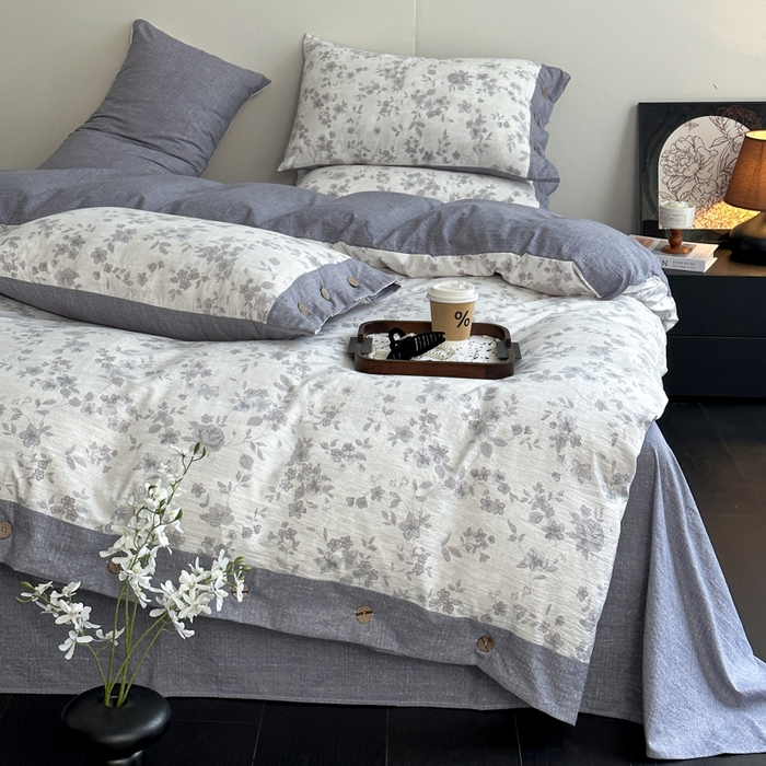 91家纺网 家纺一手货源 找家纺 （总）漫仙阁家纺 2025秋冬新品加厚高克重复古风双层纱印花四件套