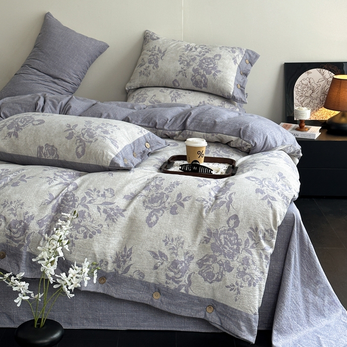 91家纺网 家纺一手货源 找家纺 （总）漫仙阁家纺 2025秋冬新品加厚高克重复古风双层纱印花四件套