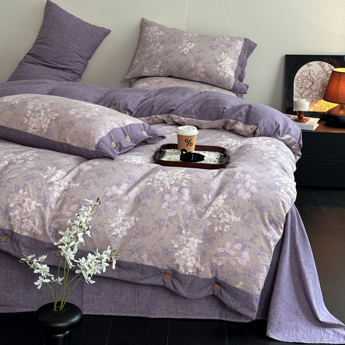 91家纺网 家纺一手货源 找家纺 （总）漫仙阁家纺 2025秋冬新品加厚高克重复古风双层纱印花四件套