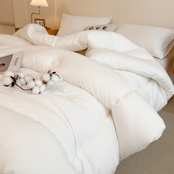 91家纺网 家纺一手货源 找家纺 宝士康家纺 2025新品10A抗菌无印风学生季春秋被/被芯/跨境/外贸 白色