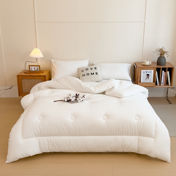 91家纺网 家纺一手货源 找家纺 宝士康家纺 2025新品10A抗菌无印风学生季春秋被/被芯/跨境/外贸 白色