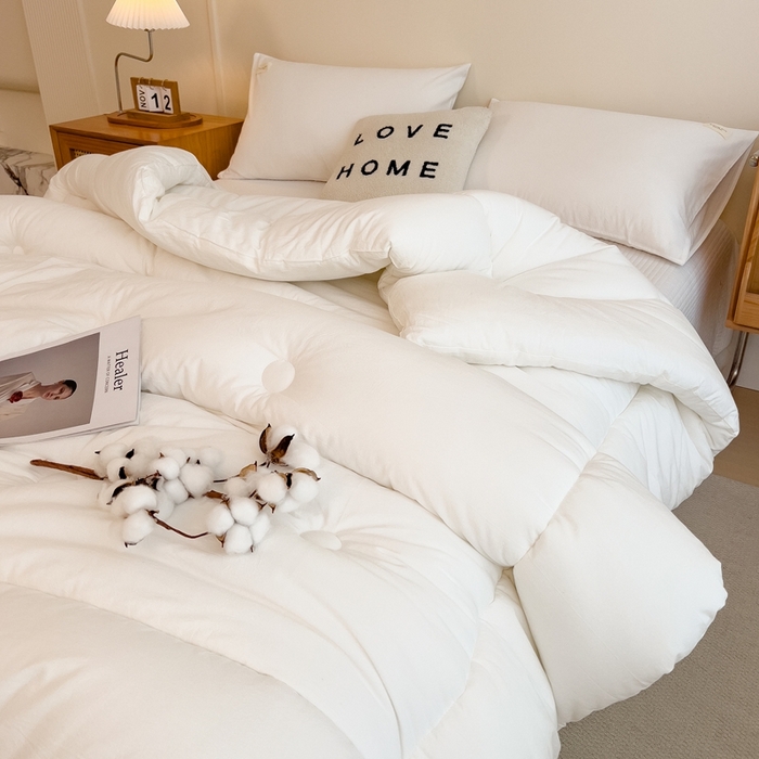 91家纺网 家纺一手货源 找家纺 宝士康家纺 2025新品10A抗菌无印风学生季春秋被/被芯/跨境/外贸 白色