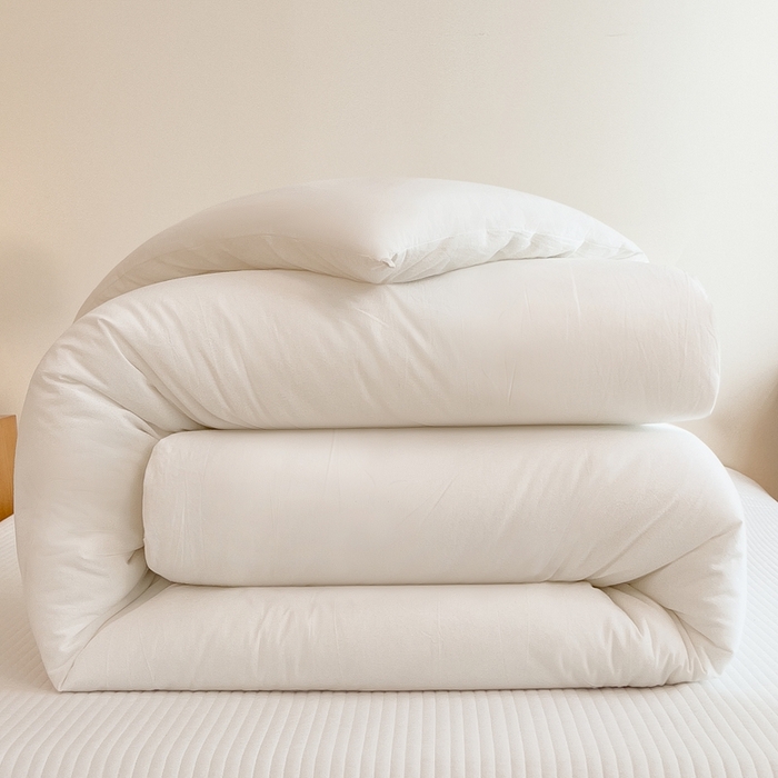 91家纺网 家纺一手货源 找家纺 宝士康家纺 2025新品10A抗菌无印风学生季春秋被/被芯/跨境/外贸 白色