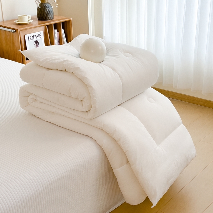 91家纺网 家纺一手货源 找家纺 宝士康家纺 2025新品10A抗菌无印风学生季春秋被/被芯/跨境/外贸 白色