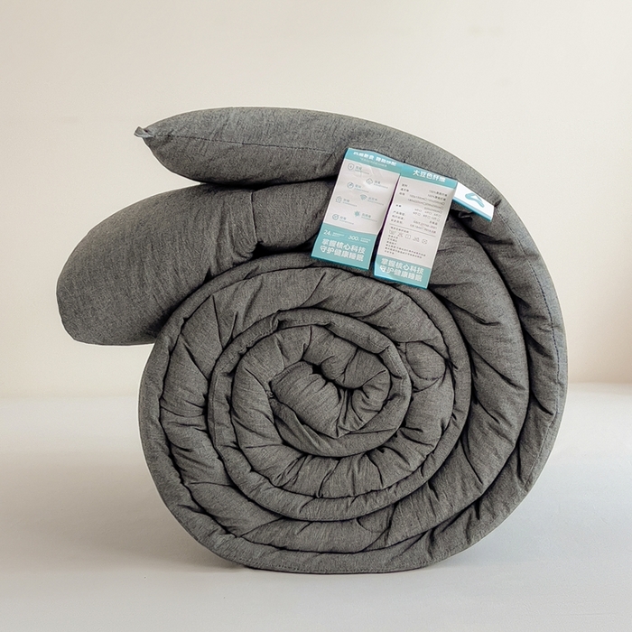 91家纺网 家纺一手货源 找家纺 宝士康家纺 2025新品10A抗菌无印风学生季春秋被/被芯/跨境/外贸 低调灰