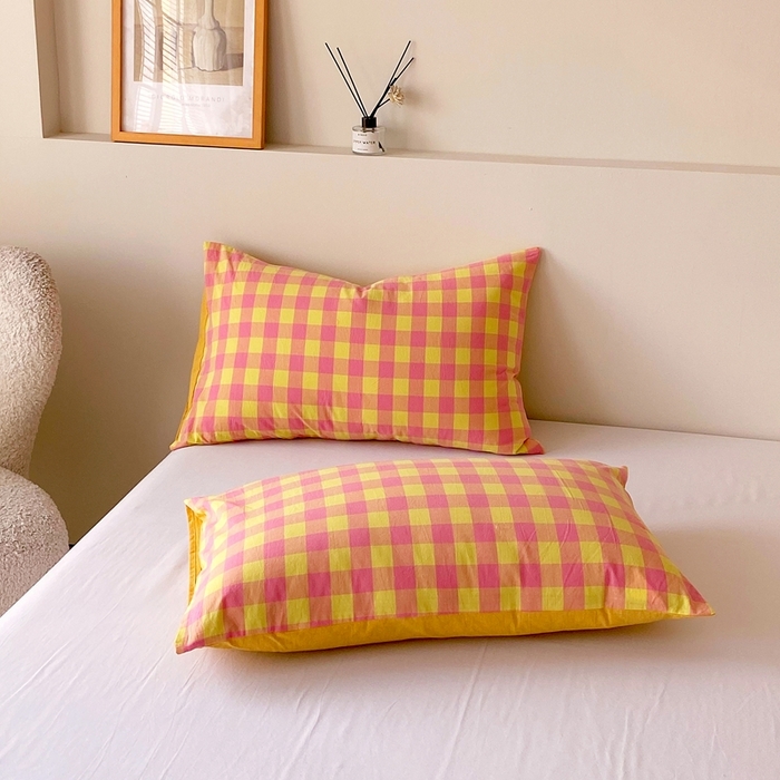 91家纺网 家纺一手货源 找家纺 宝士康家纺 2025新品10A抗菌无印风学生季春秋被/被芯/跨境/外贸 黄粉中格