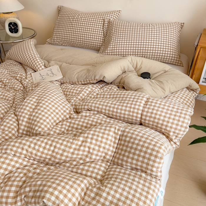 91家纺网 家纺一手货源 找家纺 宝士康家纺 2025新品10A抗菌无印风学生季春秋被/被芯/跨境/外贸 咖小格