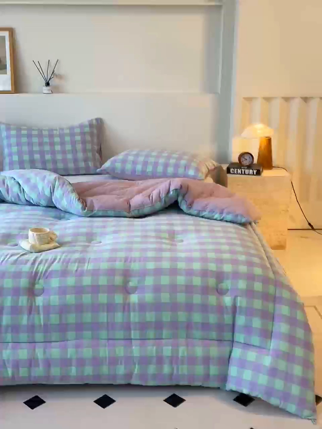 91家纺网 家纺一手货源 找家纺 宝士康家纺 2025新品10A抗菌无印风学生季春秋被/被芯/跨境/外贸 绿野中格