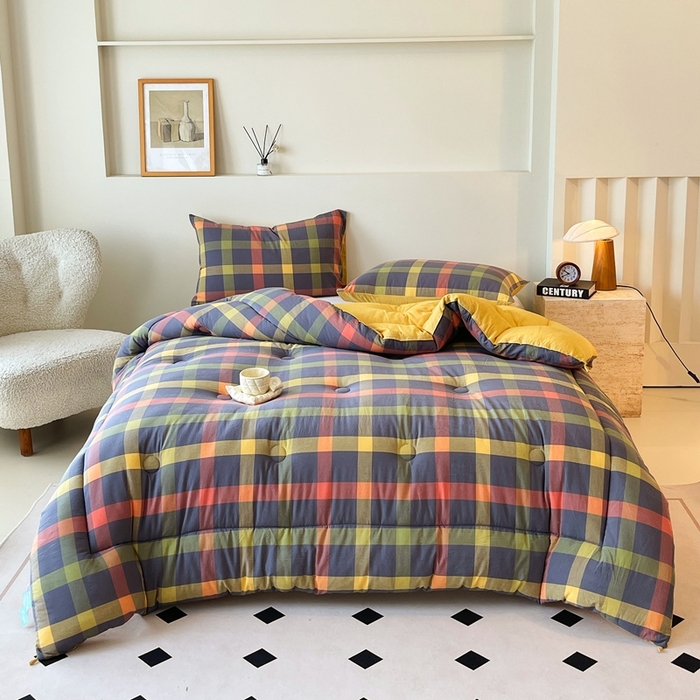 91家纺网 家纺一手货源 找家纺 宝士康家纺 2025新品10A抗菌无印风学生季春秋被/被芯/跨境/外贸 牛油果双拼