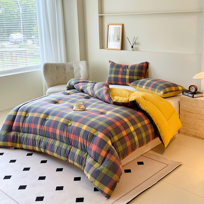 91家纺网 家纺一手货源 找家纺 宝士康家纺 2025新品10A抗菌无印风学生季春秋被/被芯/跨境/外贸 牛油果双拼