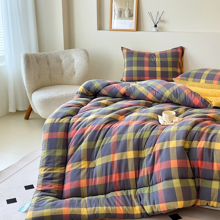 91家纺网 家纺一手货源 找家纺 宝士康家纺 2025新品10A抗菌无印风学生季春秋被/被芯/跨境/外贸 牛油果双拼