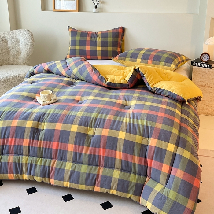 91家纺网 家纺一手货源 找家纺 宝士康家纺 2025新品10A抗菌无印风学生季春秋被/被芯/跨境/外贸 牛油果双拼