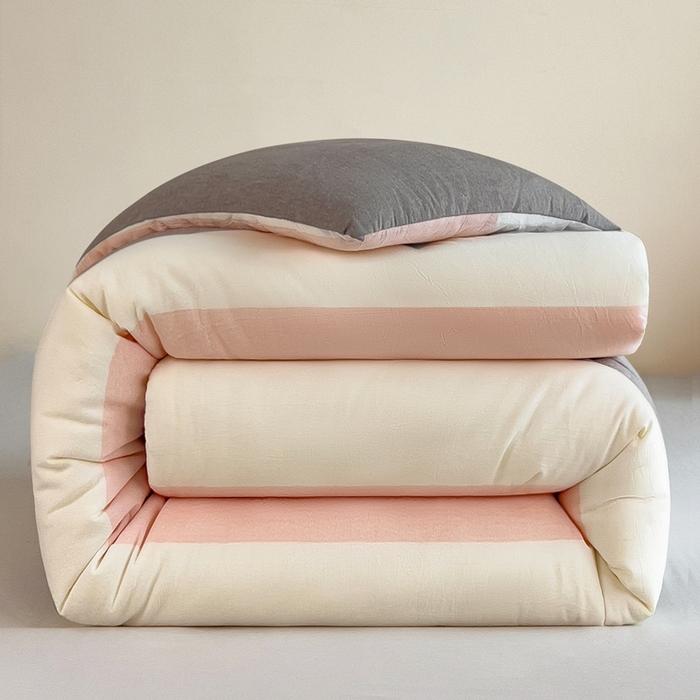 91家纺网 家纺一手货源 找家纺 宝士康家纺 2025新品10A抗菌无印风学生季春秋被/被芯/跨境/外贸 桃玉粉