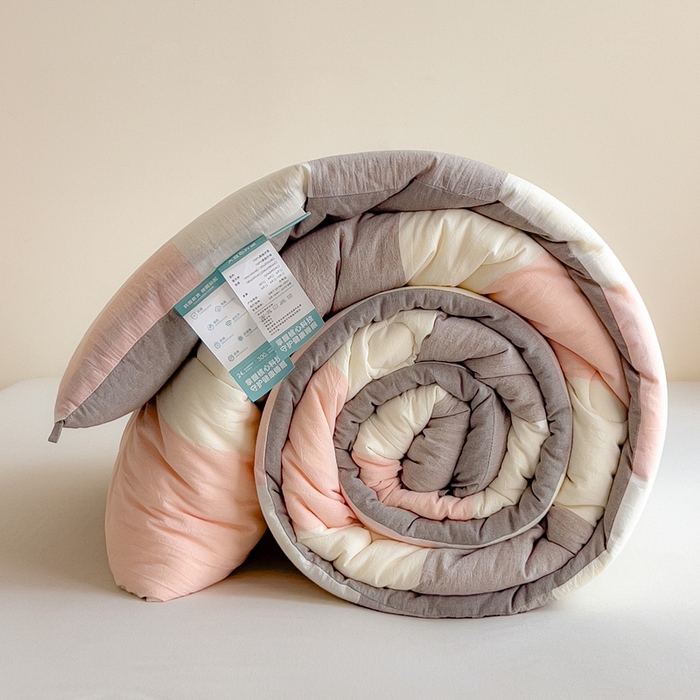 91家纺网 家纺一手货源 找家纺 宝士康家纺 2025新品10A抗菌无印风学生季春秋被/被芯/跨境/外贸 桃玉粉