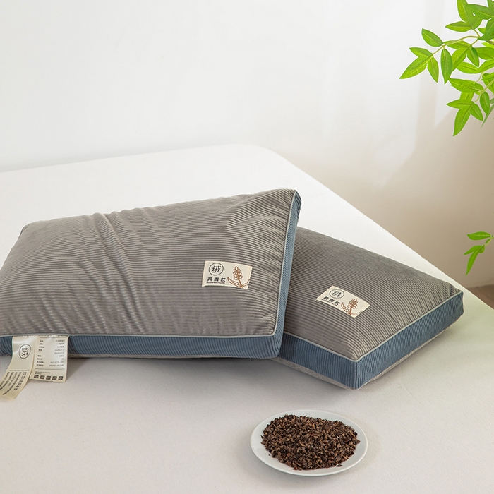 91家纺网 家纺一手货源 找家纺 枕之坊 2025新款灯芯绒荞麦壳护颈枕枕头枕芯 灯芯绒-灰 30x50cm/只