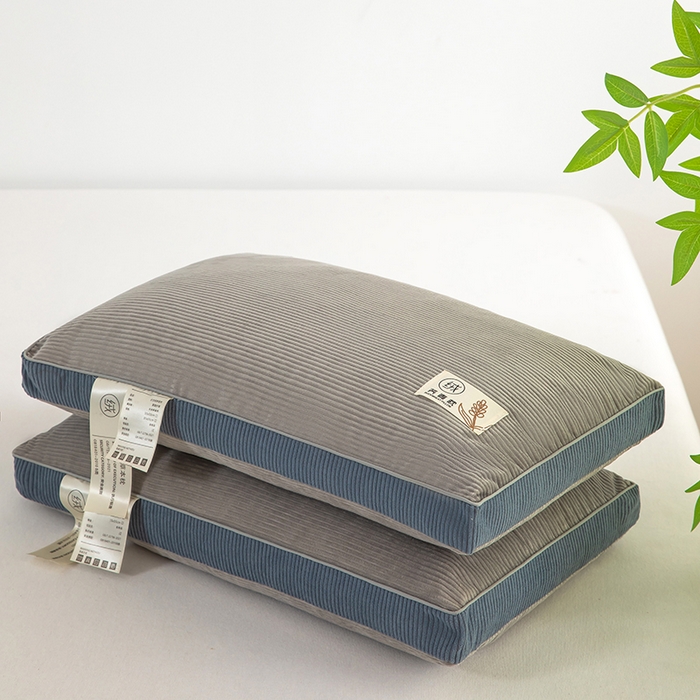 91家纺网 家纺一手货源 找家纺 枕之坊 2025新款灯芯绒荞麦壳护颈枕枕头枕芯 灯芯绒-灰 30x50cm/只