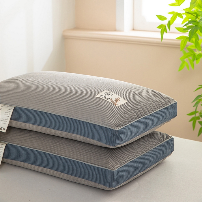 91家纺网 家纺一手货源 找家纺 枕之坊 2025新款灯芯绒荞麦壳护颈枕枕头枕芯 灯芯绒-灰 30x50cm/只