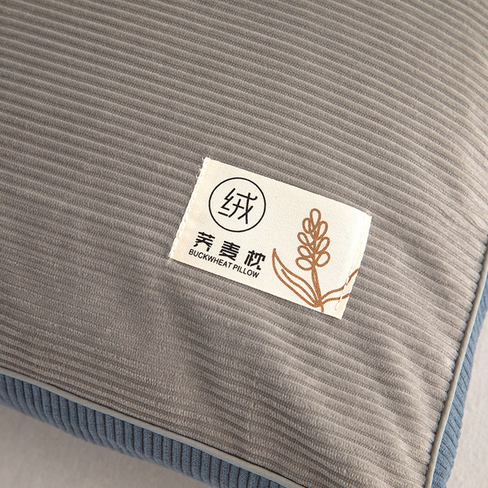 91家纺网 家纺一手货源 找家纺 枕之坊 2025新款灯芯绒荞麦壳护颈枕枕头枕芯 灯芯绒-灰 30x50cm/只