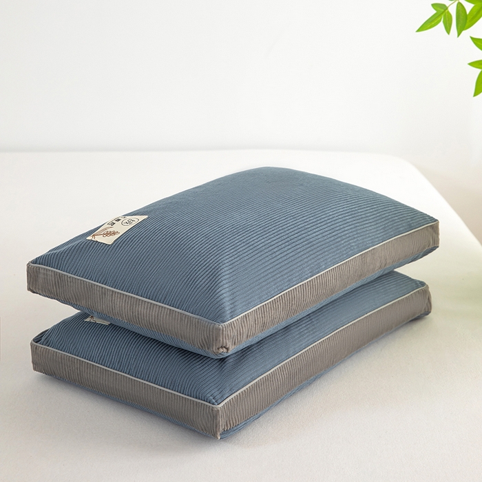 91家纺网 家纺一手货源 找家纺 枕之坊 2025新款灯芯绒荞麦壳护颈枕枕头枕芯 灯芯绒-蓝 30x50cm/只